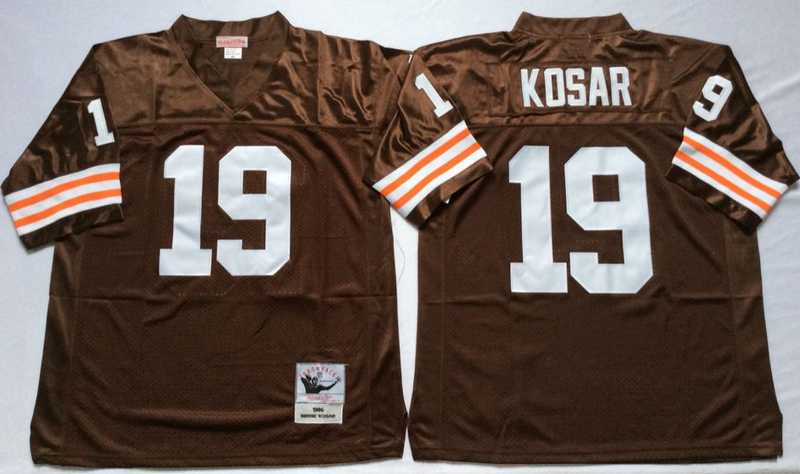 Browns 19 Bernie Kosar Brown M&N Throwback Jersey